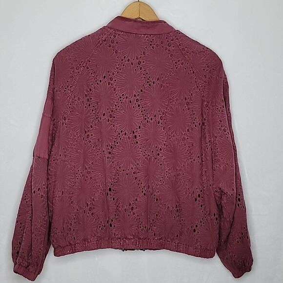 Free People Daisy Jane Embroidered Lace Crochet Bomber Jacket Size Small - Picture 7 of 9